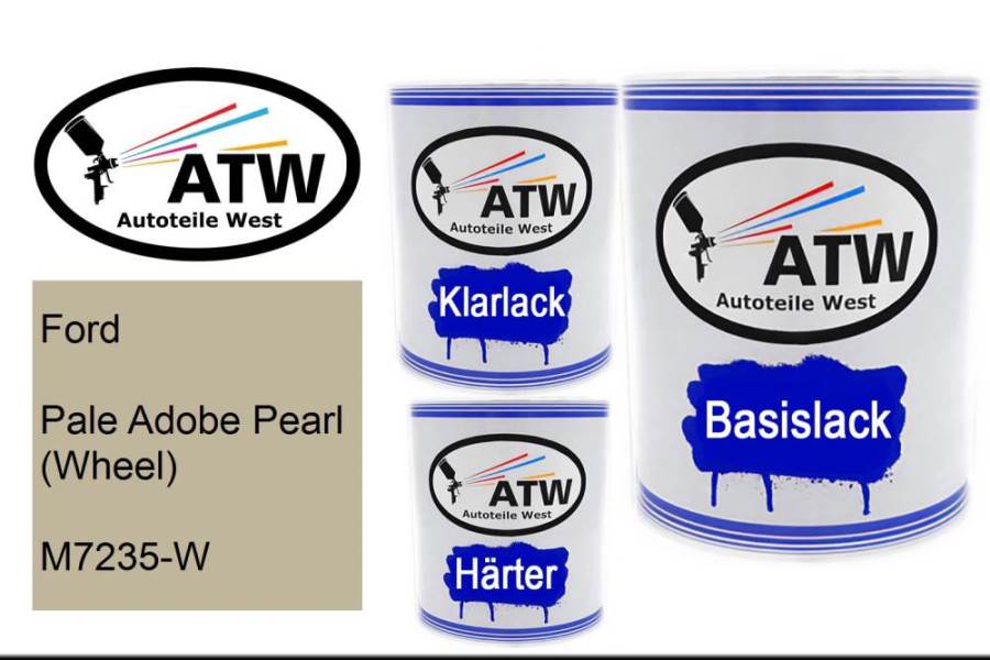 Ford, Pale Adobe Pearl (Wheel), M7235-W: 1L Lackdose + 1L Klarlack + 500ml Härter - Set, von ATW Autoteile West.
